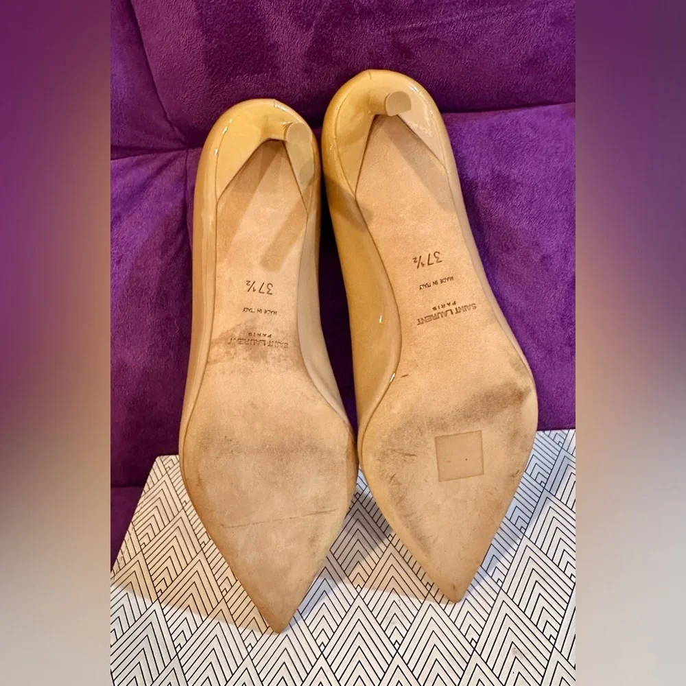 Saint Laurent Beige Patent Leather Heels. Size 37.5-7.5us - Picture 6 of 8